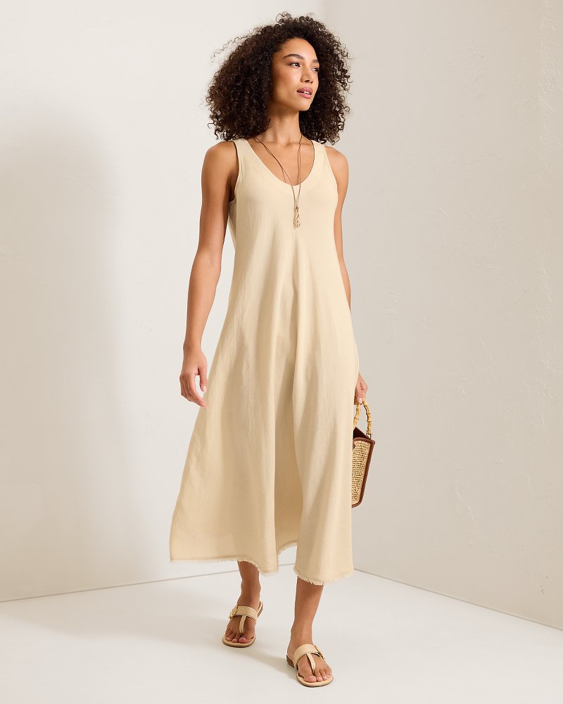 St. Lucia Linen-Blend Bias-Cut Coverup Dress