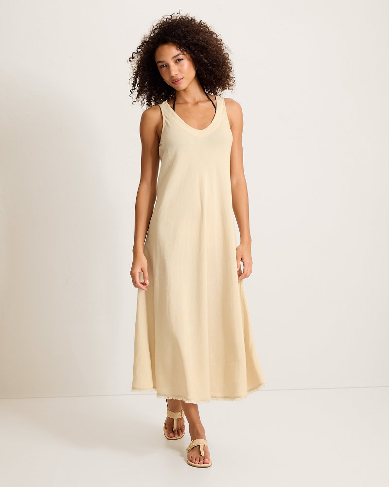 St. Lucia Linen-Blend Bias-Cut Coverup Dress