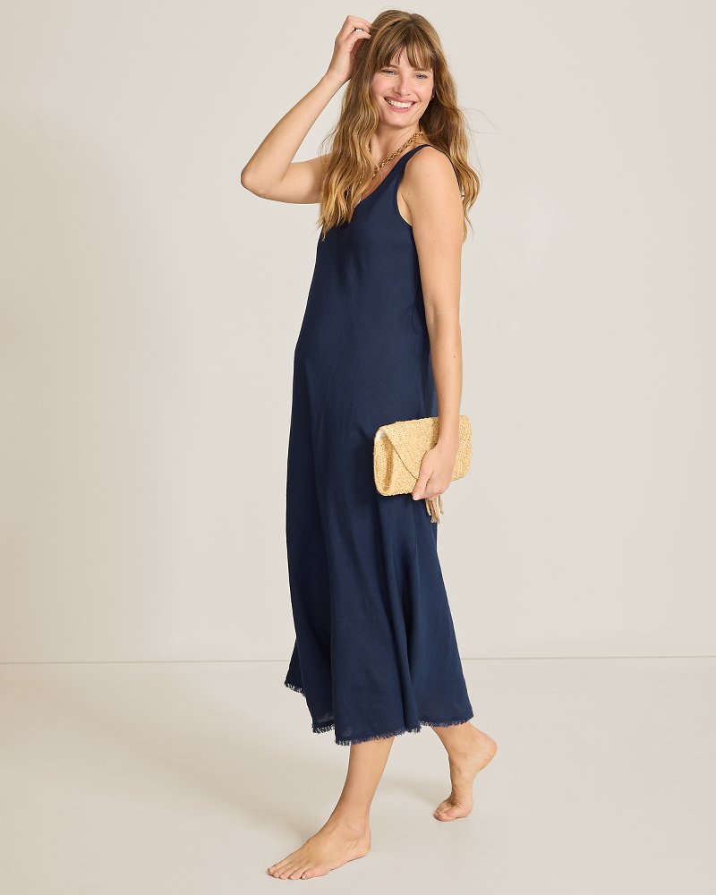 St. Lucia Linen-Blend Bias-Cut Coverup Dress