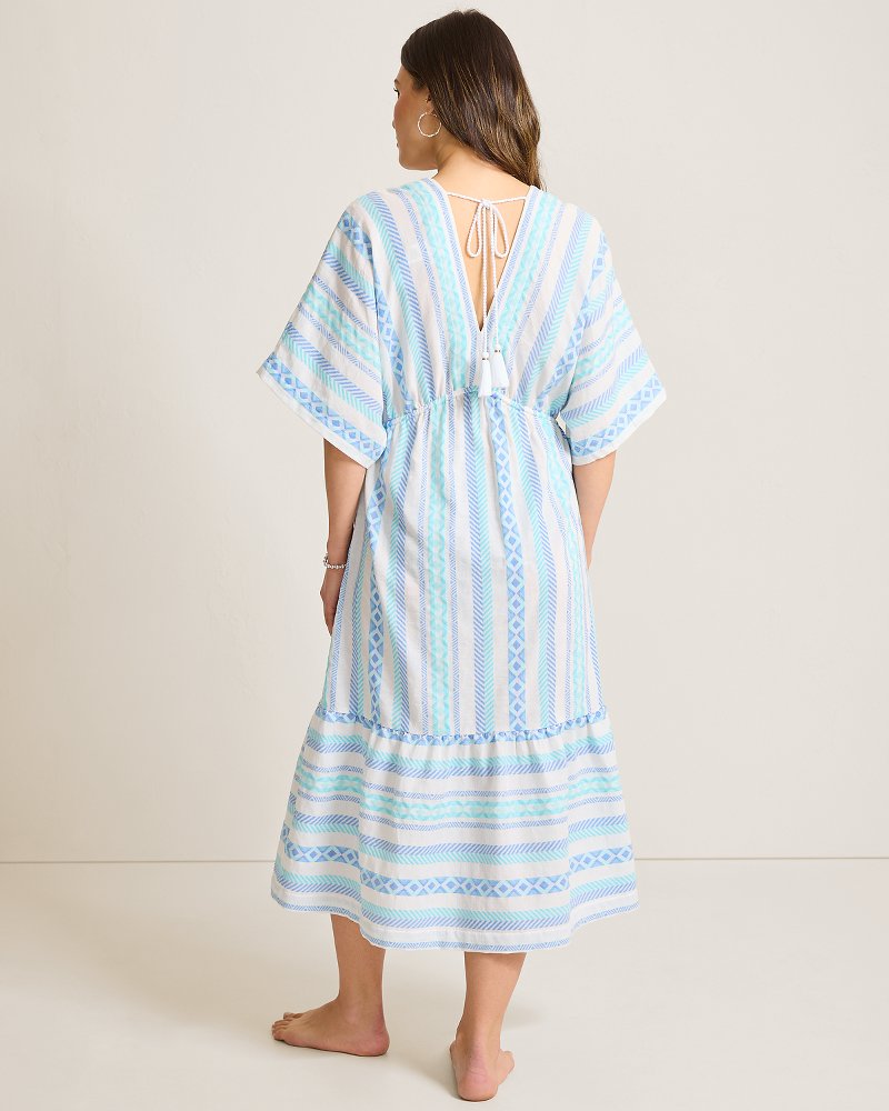 Thumbnail for Geo Jacquard Midi Coverup Dress