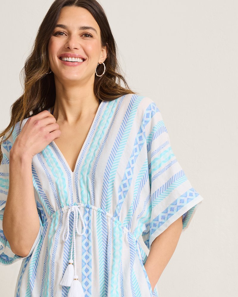 Thumbnail for Geo Jacquard Midi Coverup Dress