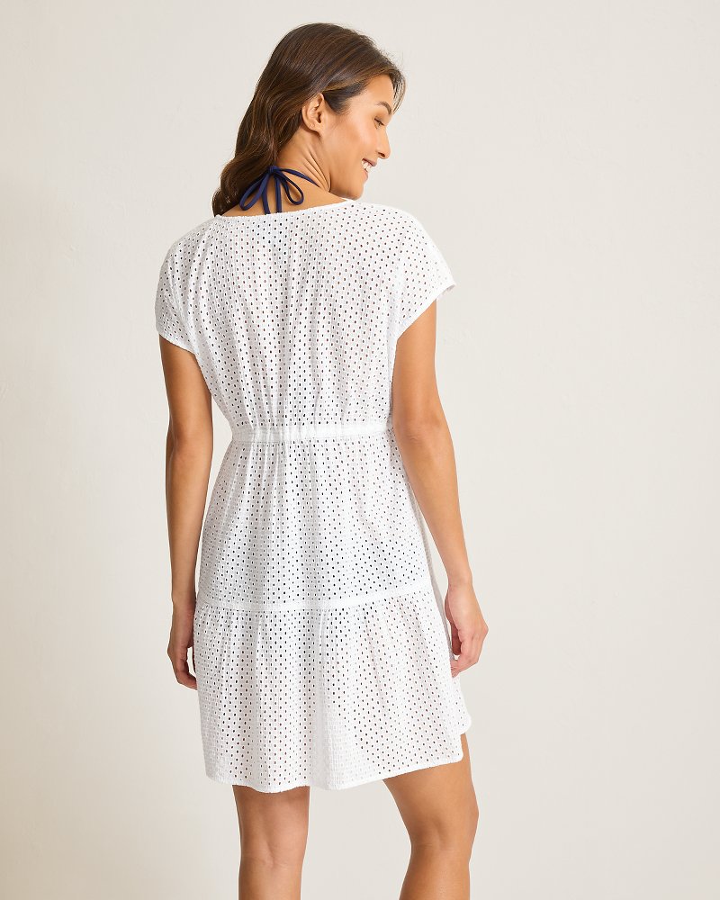 Thumbnail for Eyelet Cotton V-Neck Coverup Dress