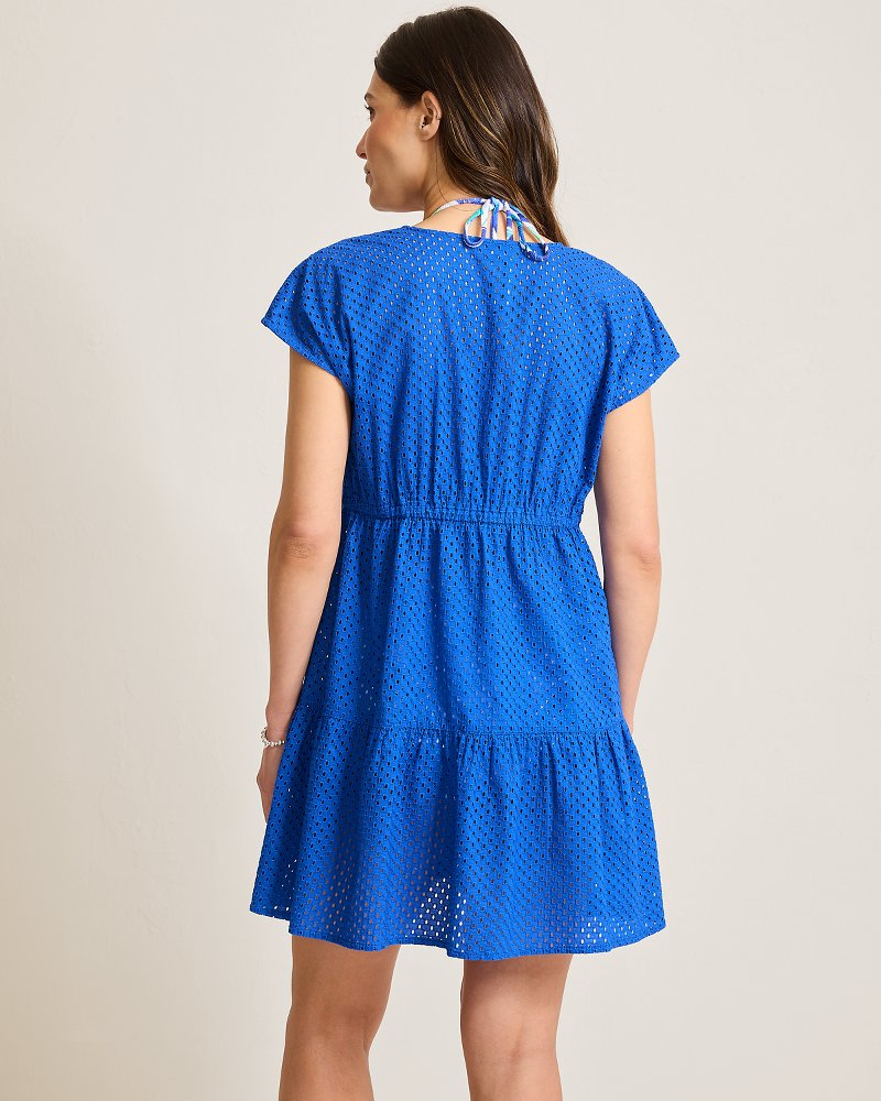 Thumbnail for Eyelet Cotton V-Neck Coverup Dress