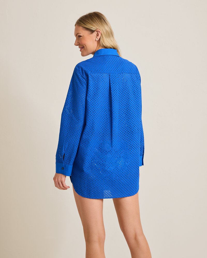Thumbnail for Eyelet Cove Boyfriend Beach Shirt