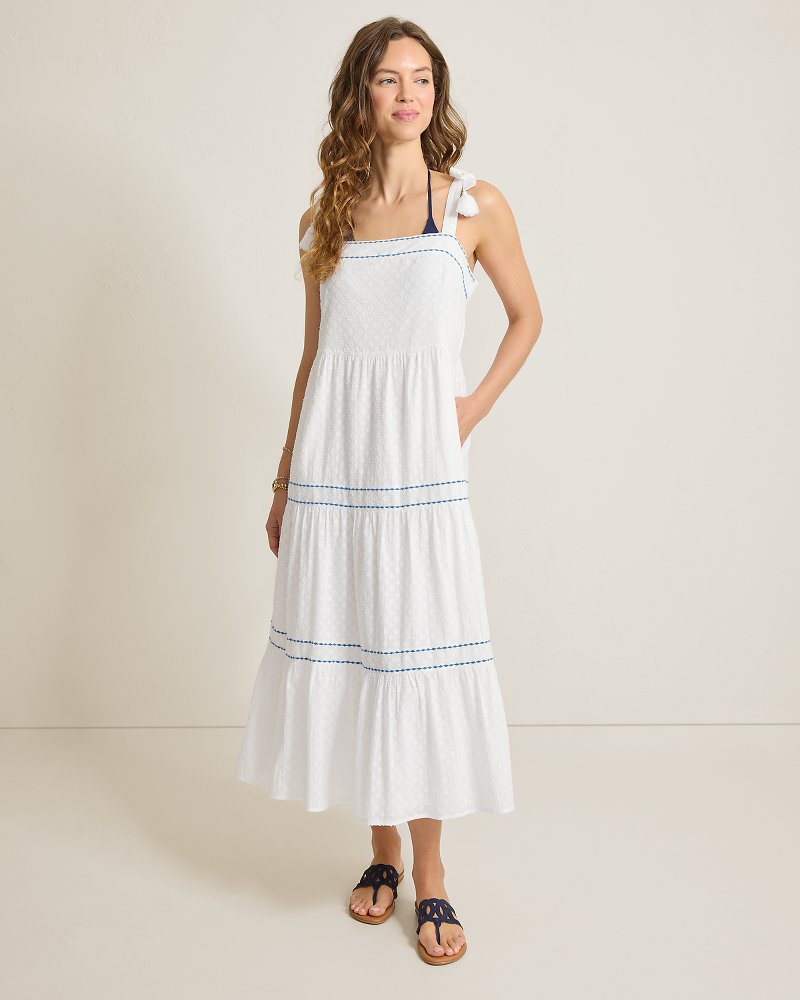Thumbnail for Cotton Clip Square-Neck Midi Coverup Dress