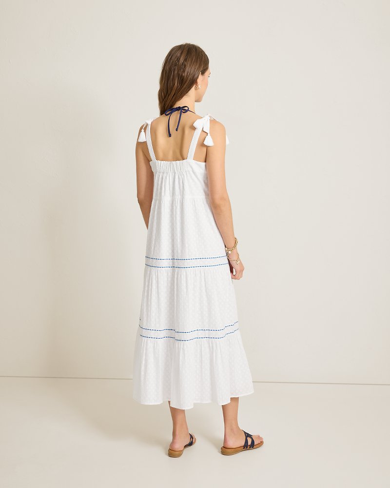 Thumbnail for Cotton Clip Square-Neck Midi Coverup Dress