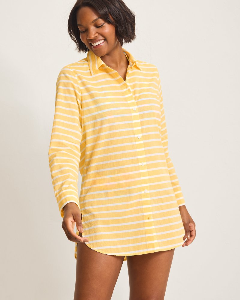 Catalina Cotton Stripe Boyfriend Beach Shirt