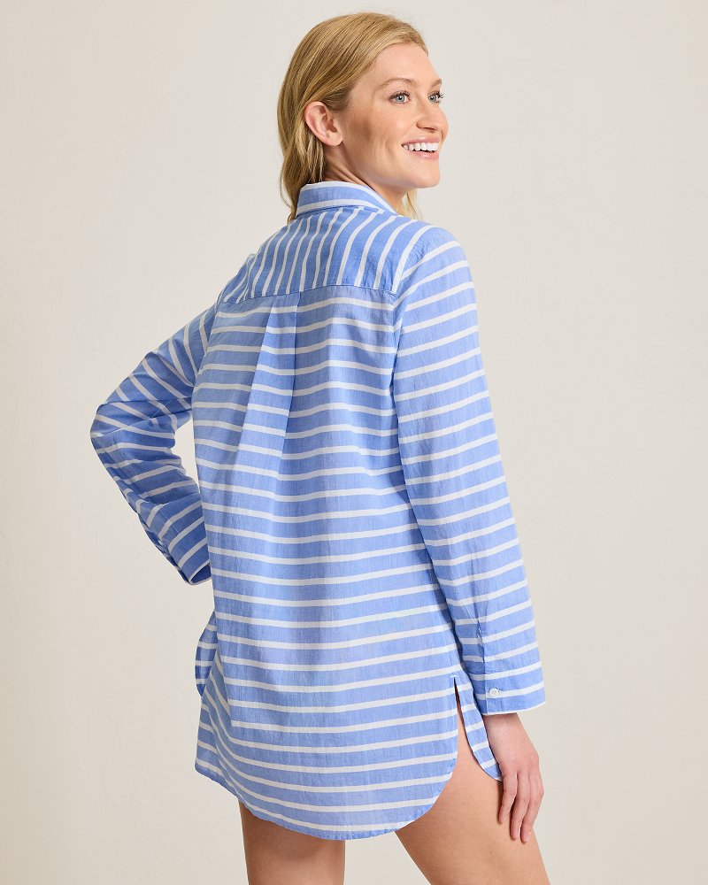 Thumbnail for Catalina Cotton Stripe Boyfriend Beach Shirt