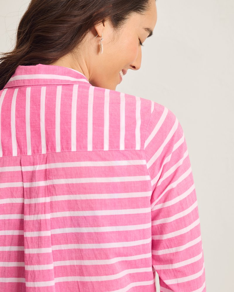 Thumbnail for Catalina Cotton Stripe Boyfriend Beach Shirt