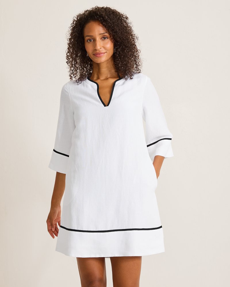 St.Lucia Split-Neck Linen-Blend Beach Tunic