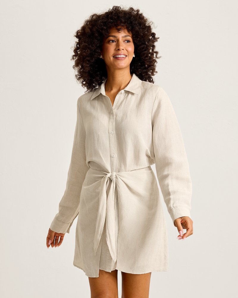 St. Lucia Sarong Linen-Blend Shirt Dress