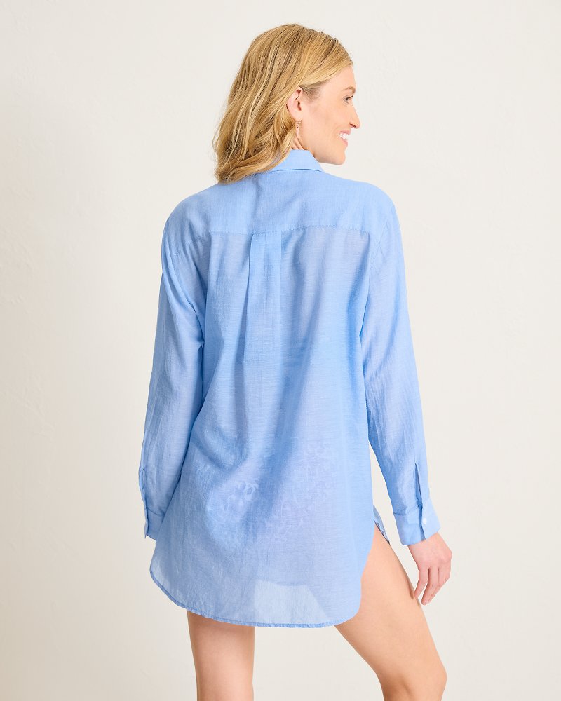 Cotton Voile Relaxed Boyfriend Beach Shirt