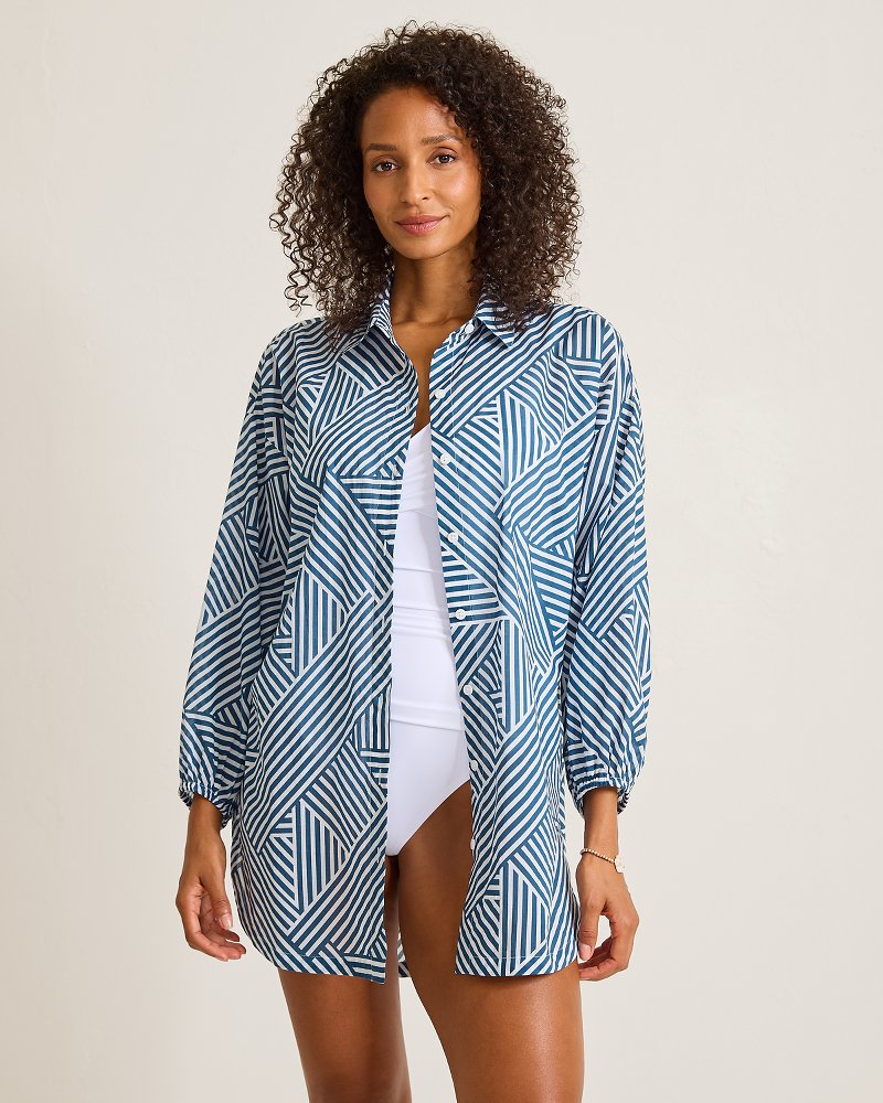 Catalina Coast Stripe Boyfriend Beach Shirt