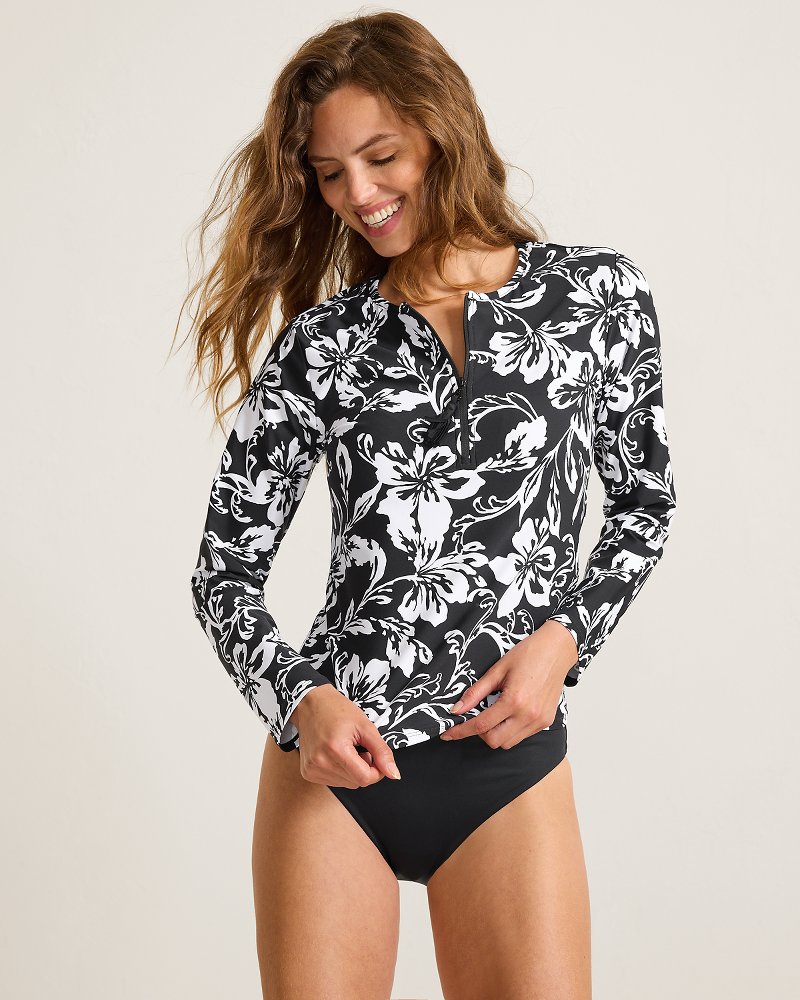 Watercolor Floral Full-Zip Rashguard