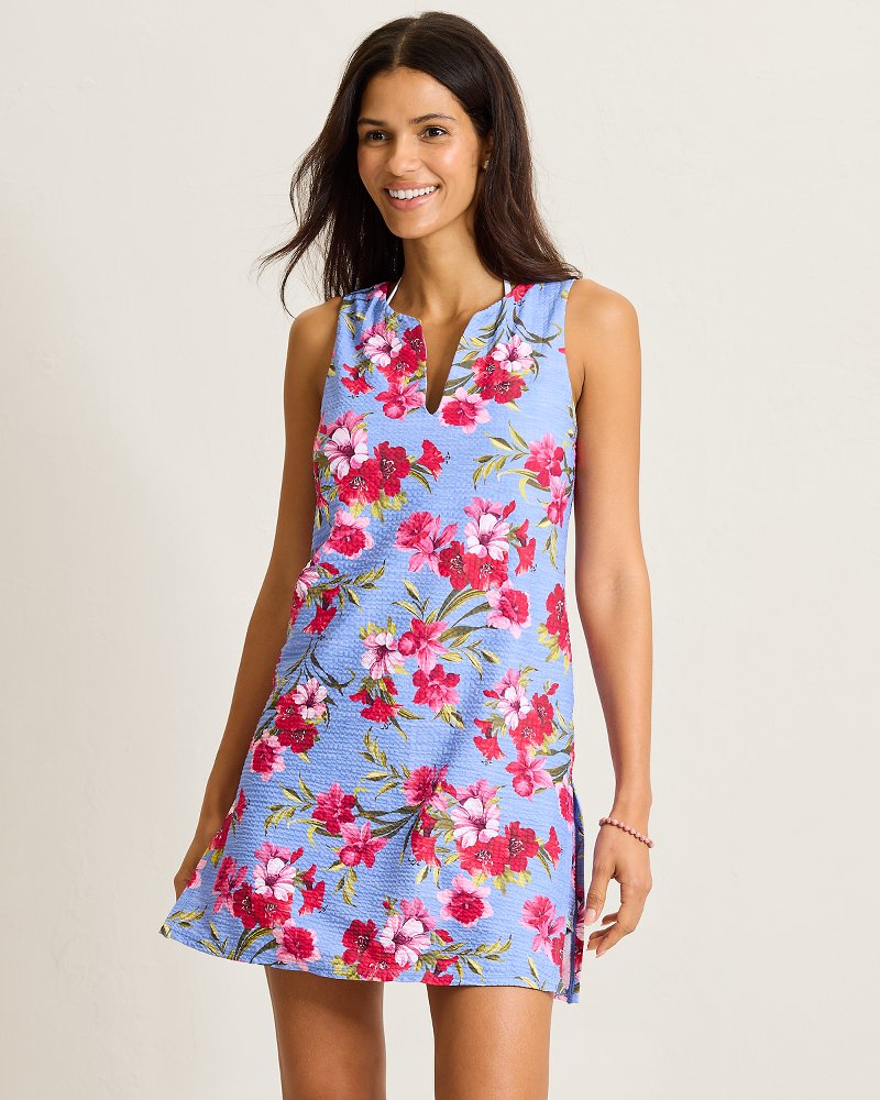 Tropic Isles Chambray Beach Split-Neck Romper