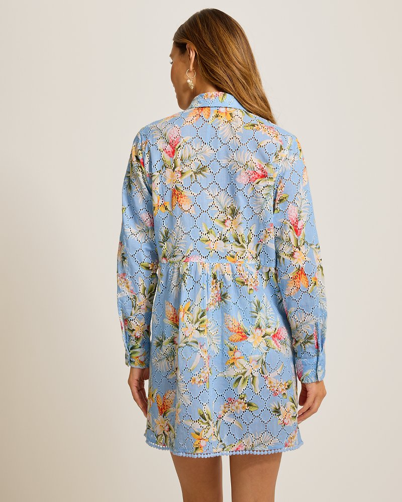 Ginger Flowers Eyelet Boyfriend Beach Shirt thumbnail 3