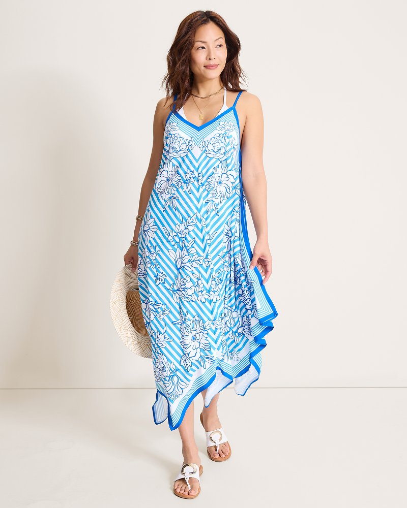 Ocean Stripe Scarf Coverup Dress