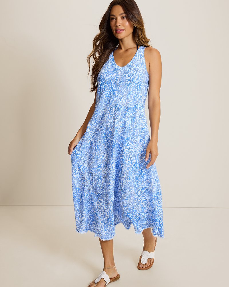 St. Lucia Paisley Daze Bias Cut Linen-Blend Coverup Dress thumbnail 4