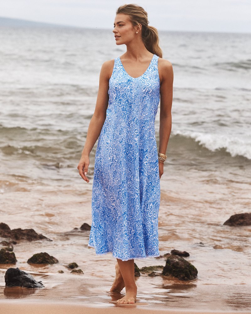 St. Lucia Paisley Daze Bias Cut Linen-Blend Coverup Dress