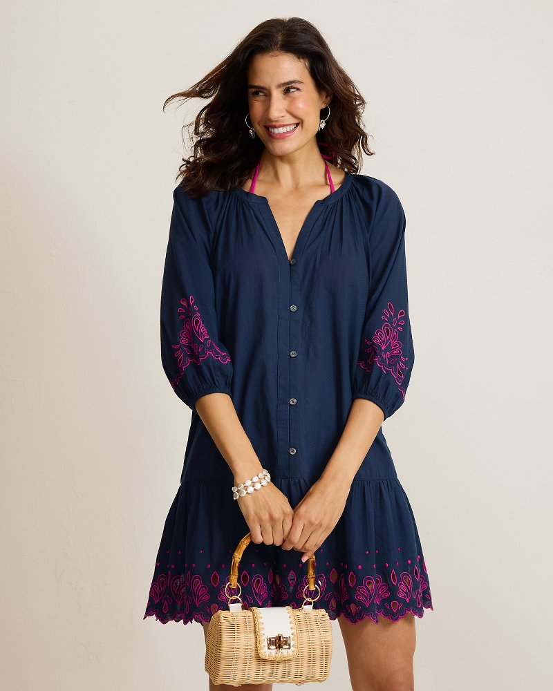 Eyelet Cove Embroidered Coverup Dress