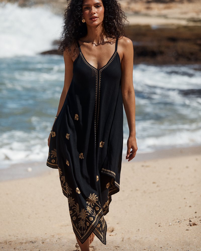 St. Lucia Embroidered Scarf Coverup Dress