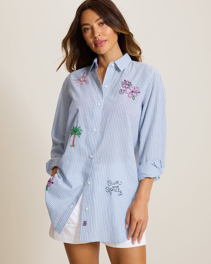 Summer Embroidered Boyfriend Beach Shirt