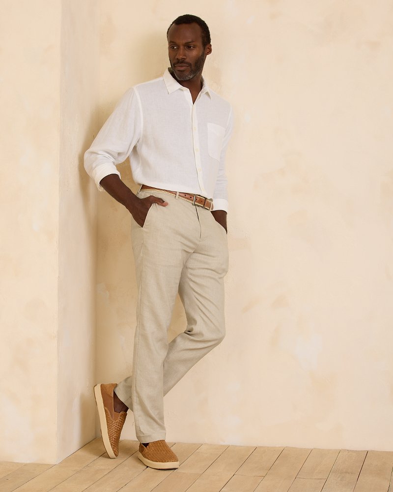 Latigo Beach Linen-Blend Flat-Front Pants