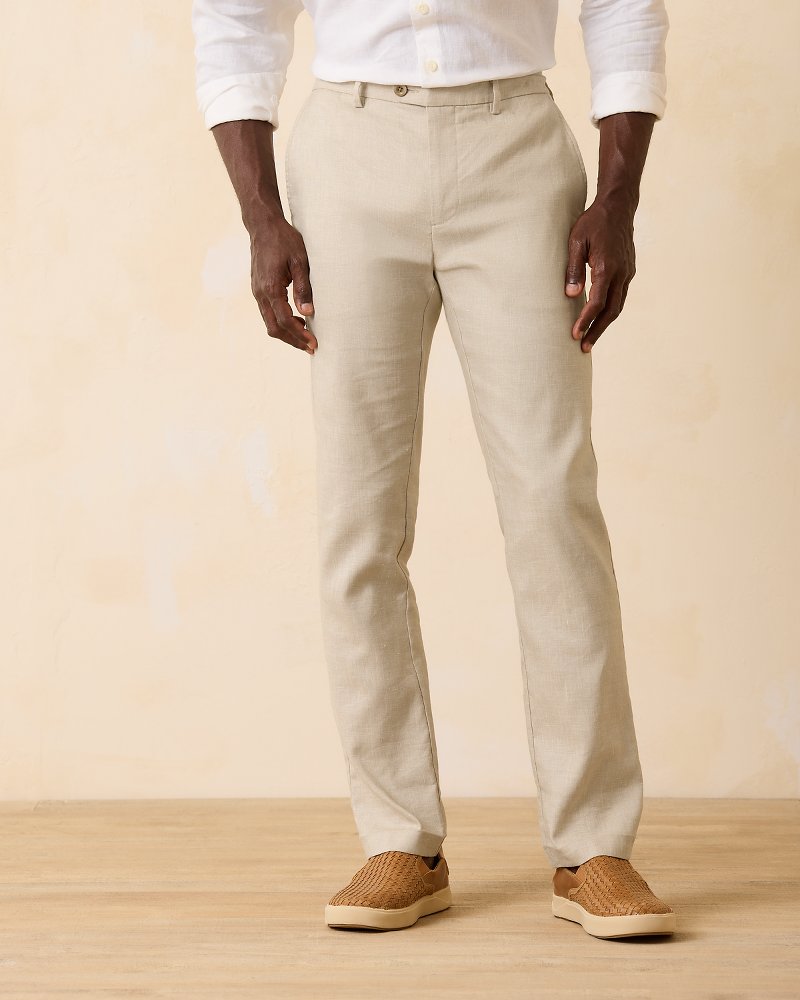 Men's Trousers Pants Light Fabric Striped Beige