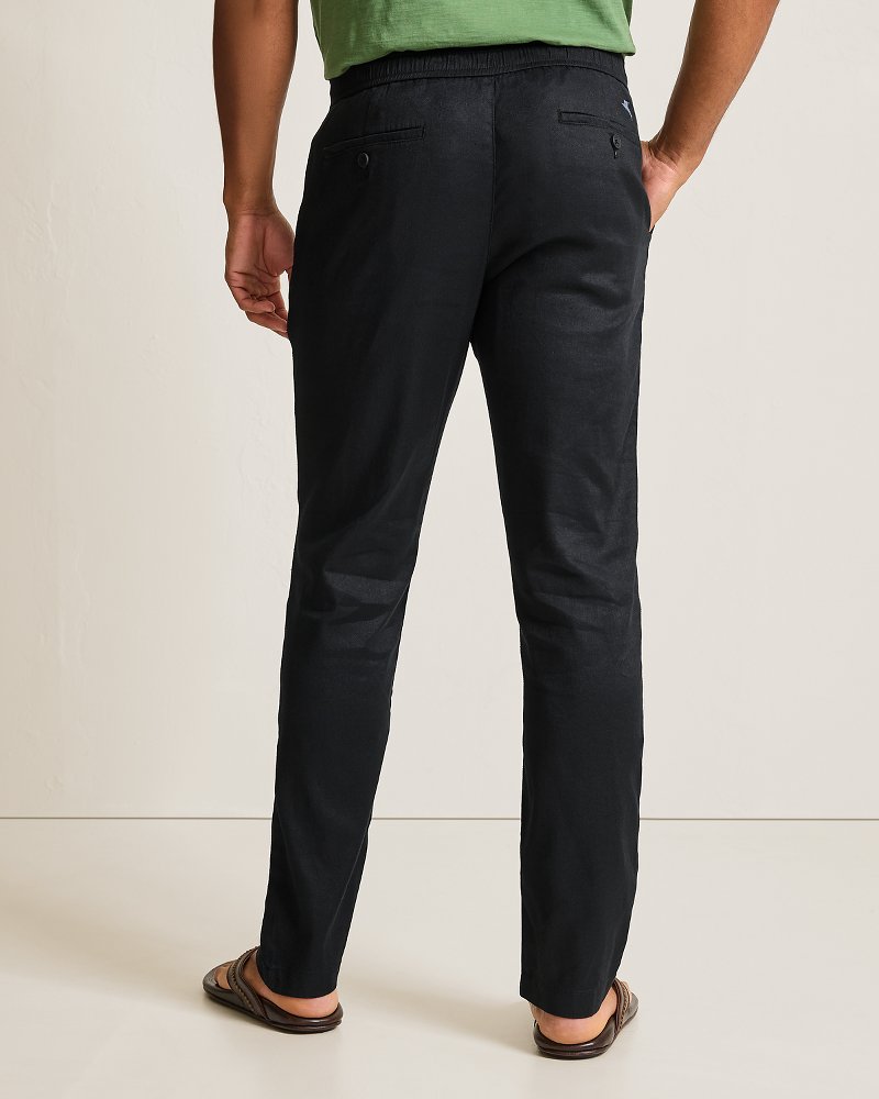 Thumbnail for Beach Coast Linen-Blend Elastic-Waist Pants