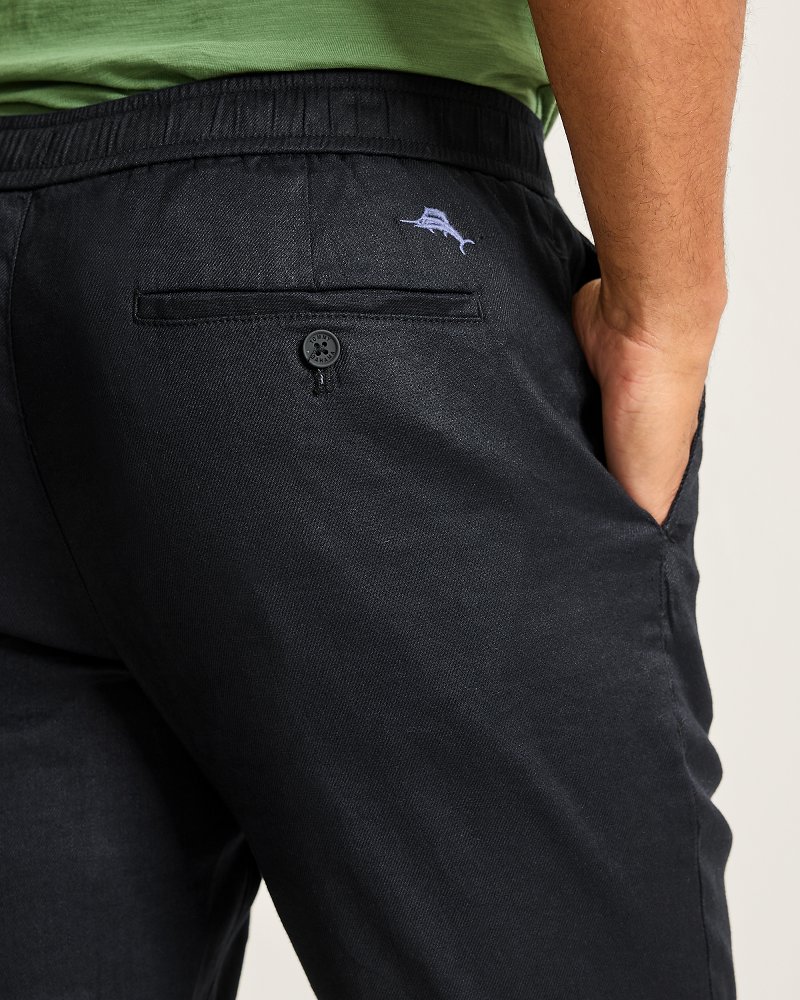 Thumbnail for Beach Coast Linen-Blend Elastic-Waist Pants
