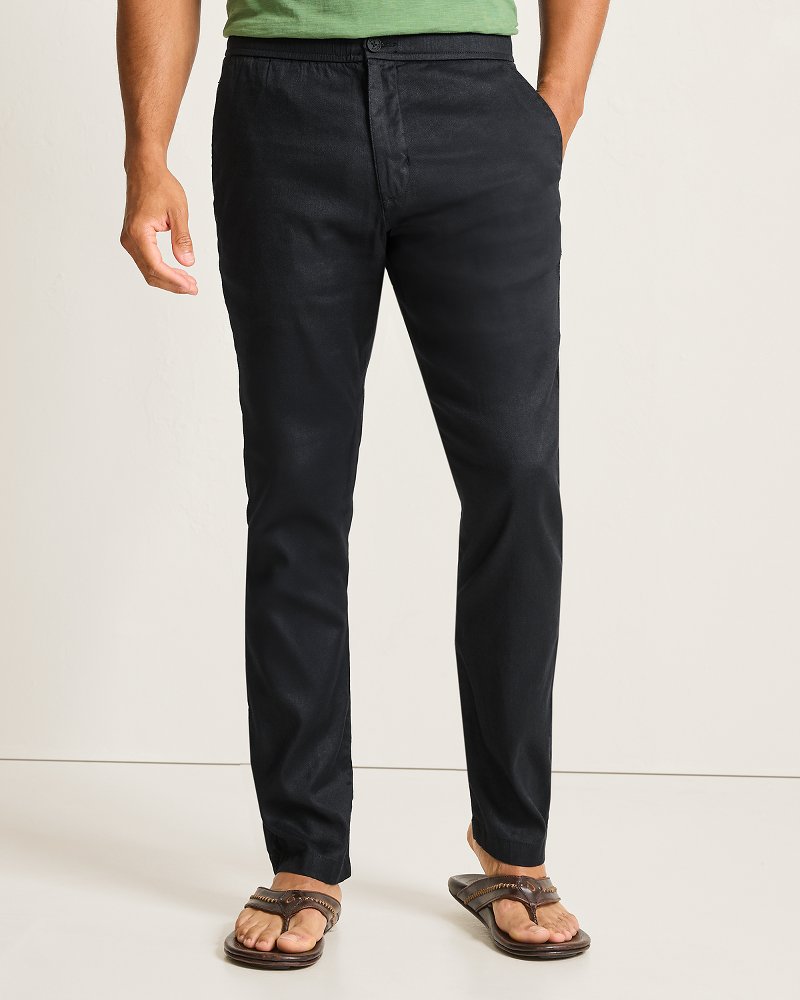 Thumbnail for Beach Coast Linen-Blend Elastic-Waist Pants