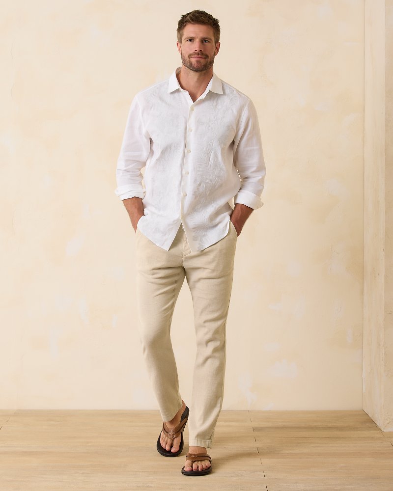 Men's Linen Pants Trousers Beach Pants Drawstring Lightweight Elastic Waist  