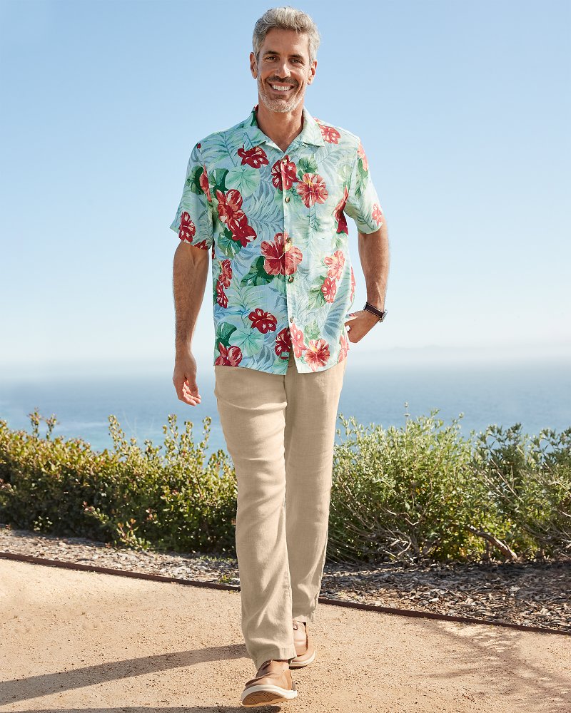 Thumbnail for Beach Coast Linen-Blend Elastic-Waist Pants