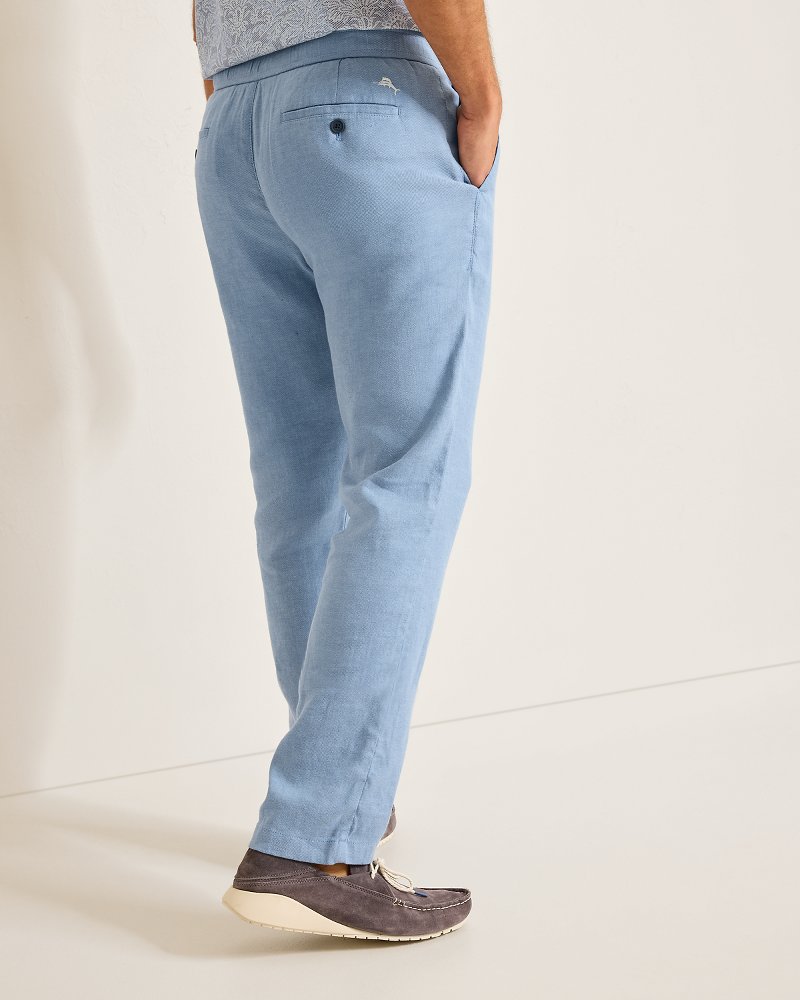 Beach Coast Linen-Blend Elastic-Waist Pants