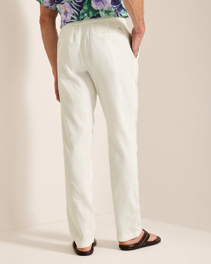 Beach Coast Linen-Blend Elastic-Waist Pants