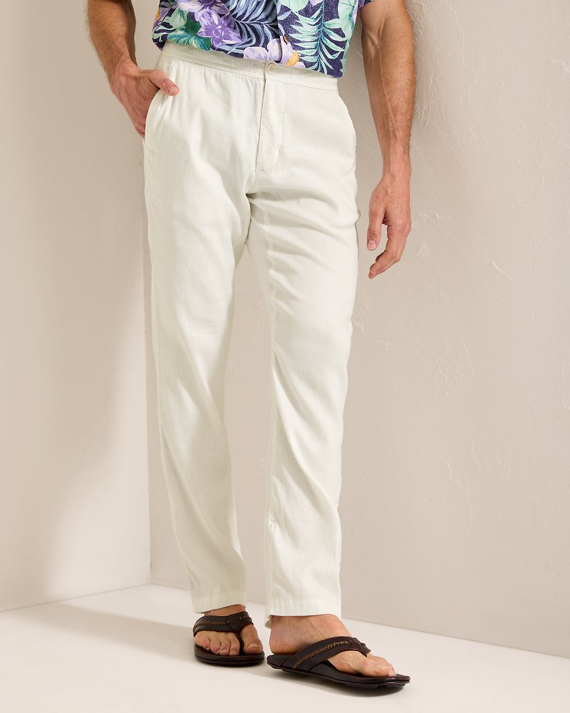 Beach Coast Linen-Blend Elastic-Waist Pants