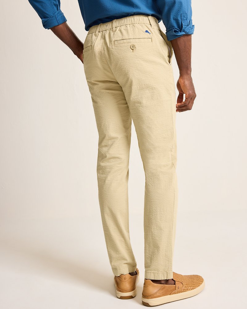 Nova Wave Half-Elastic Waist Seersucker Pants