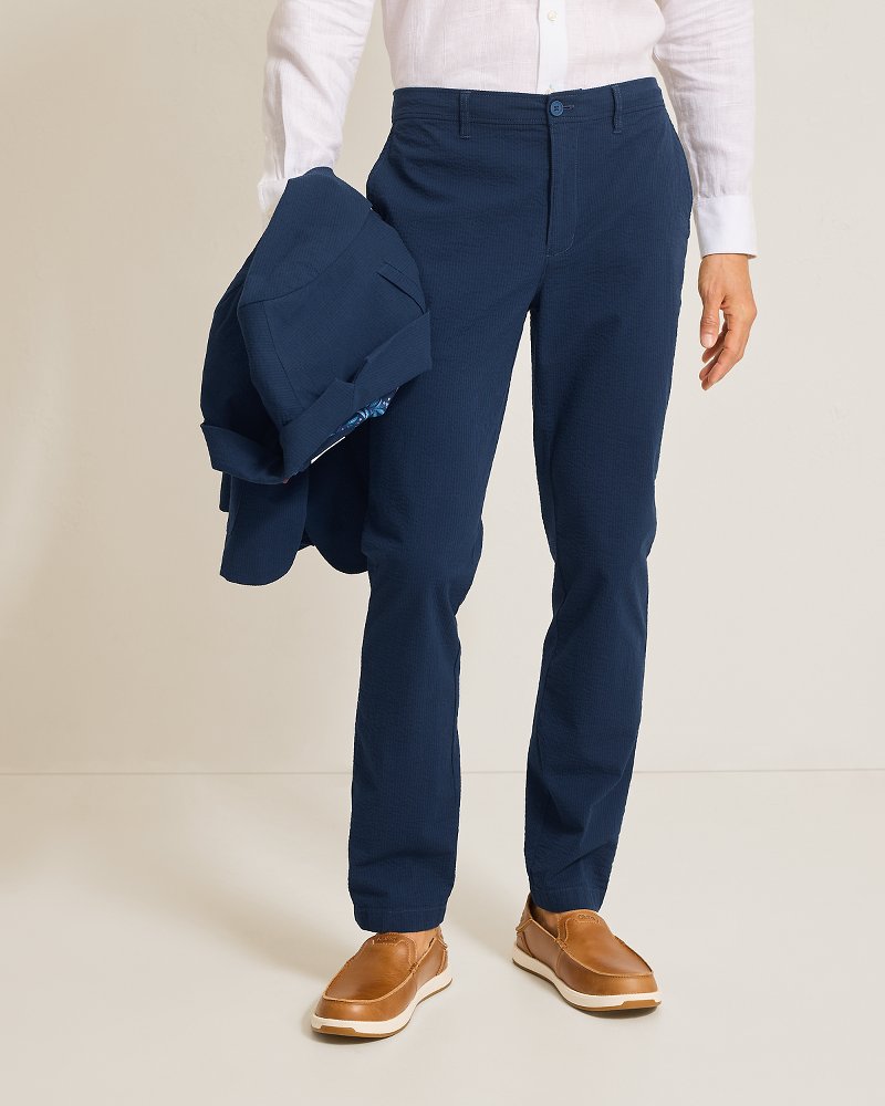 Thumbnail for Nova Wave Half E-Waist Stretch-Seersucker Pants