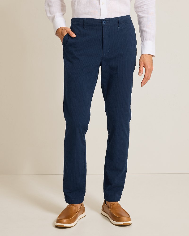 Nova Wave Half E-Waist Stretch-Seersucker Pants