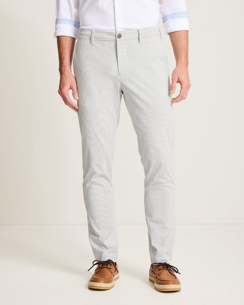 Nova Wave Stretch-Seersucker Sand Stripe Pants