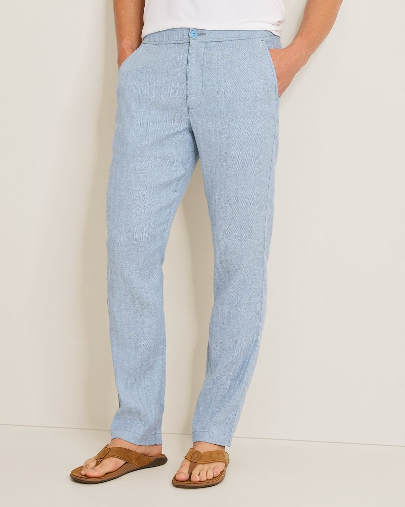 Beach Coast Stretch-Linen E-Waist Pants