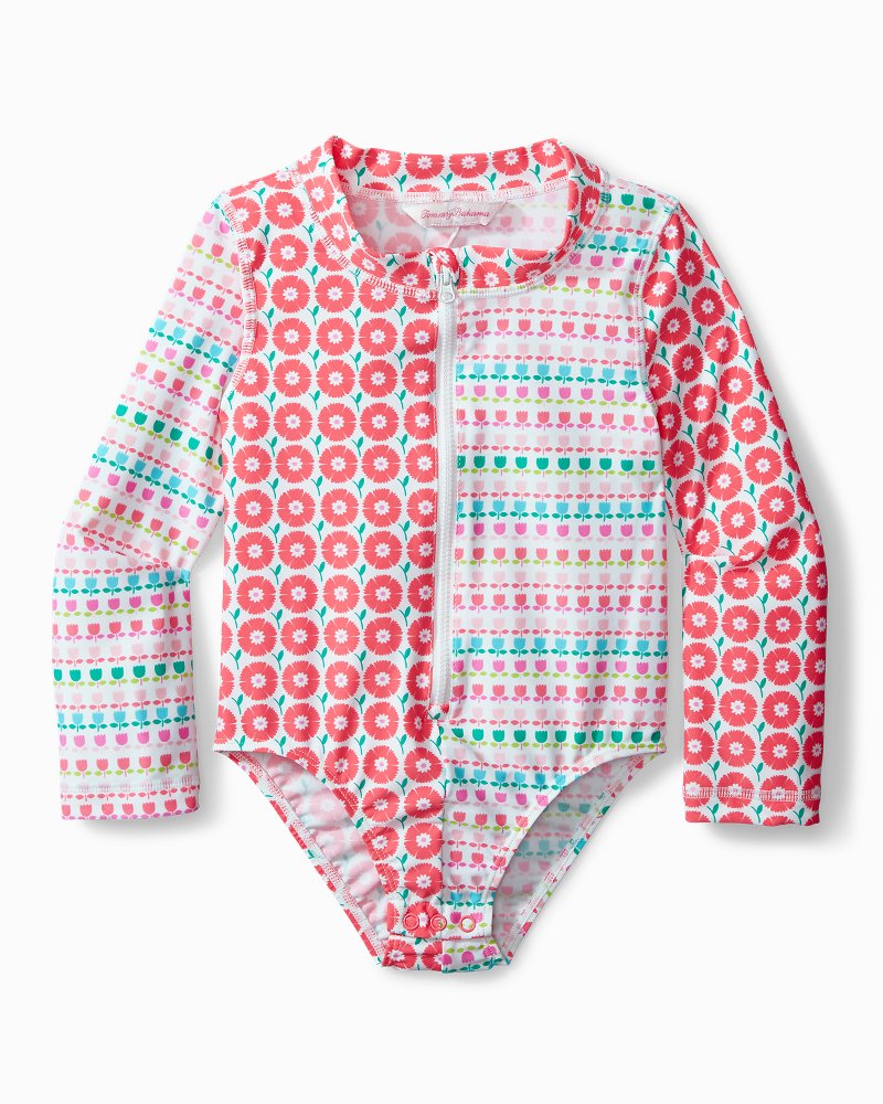 Toddler Mixed Floral One-Piece Rash Guard Swimsuit