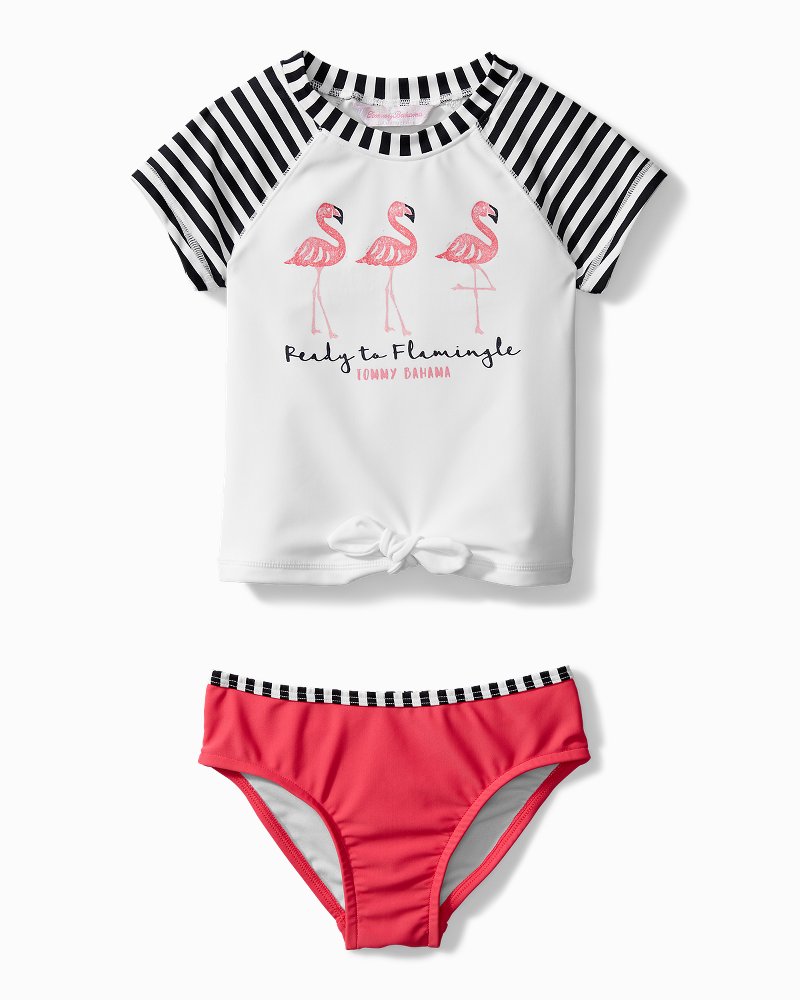 Little Girls Flamingo Fun Rash Guard Swim Set