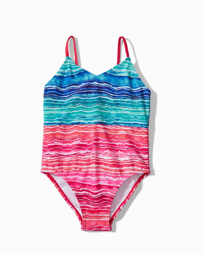 Big Girls’  Sunkissed Tropics Stripe One-Piece Swimsuit