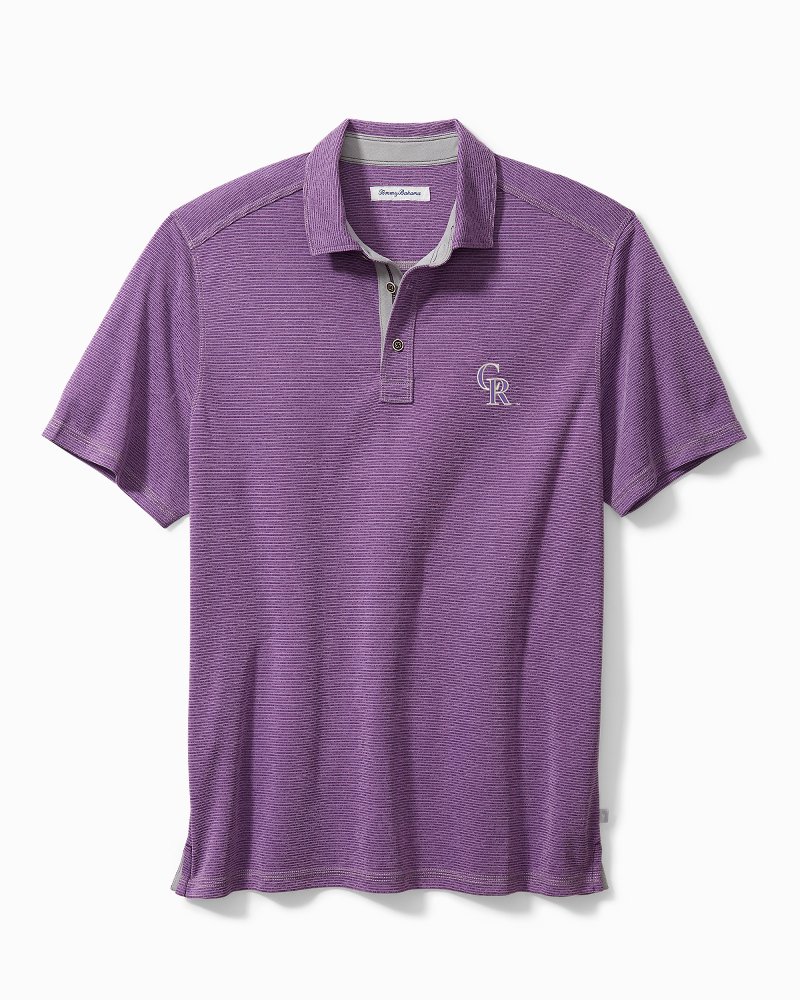 Men's Tommy Bahama Purple Colorado Rockies Sport Tiki Luau Button-Up Shirt