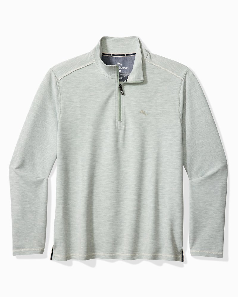 Athletic Oversized Half Zip Panel Sweatshirt in Marled Grey