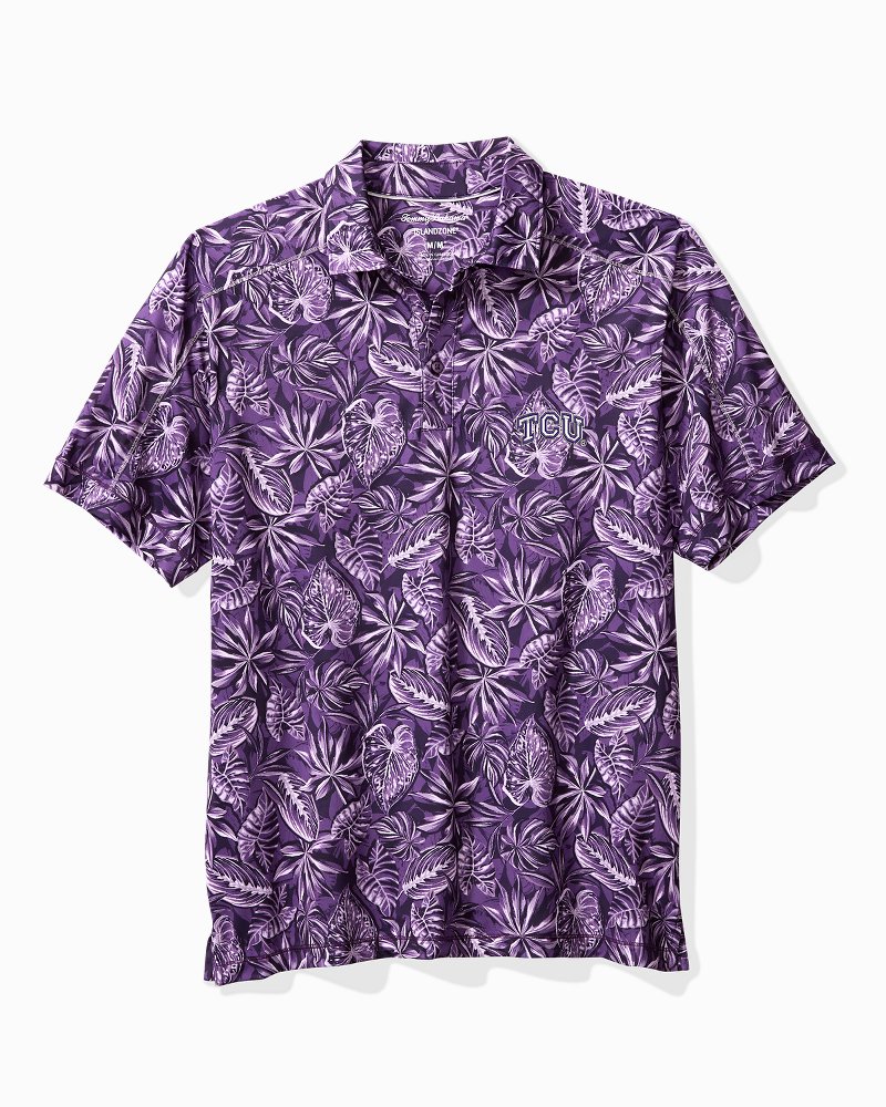 Men's Tommy Bahama Purple TCU Horned Frogs Coast Luminescent Fronds  IslandZone Button-Up Camp Shirt