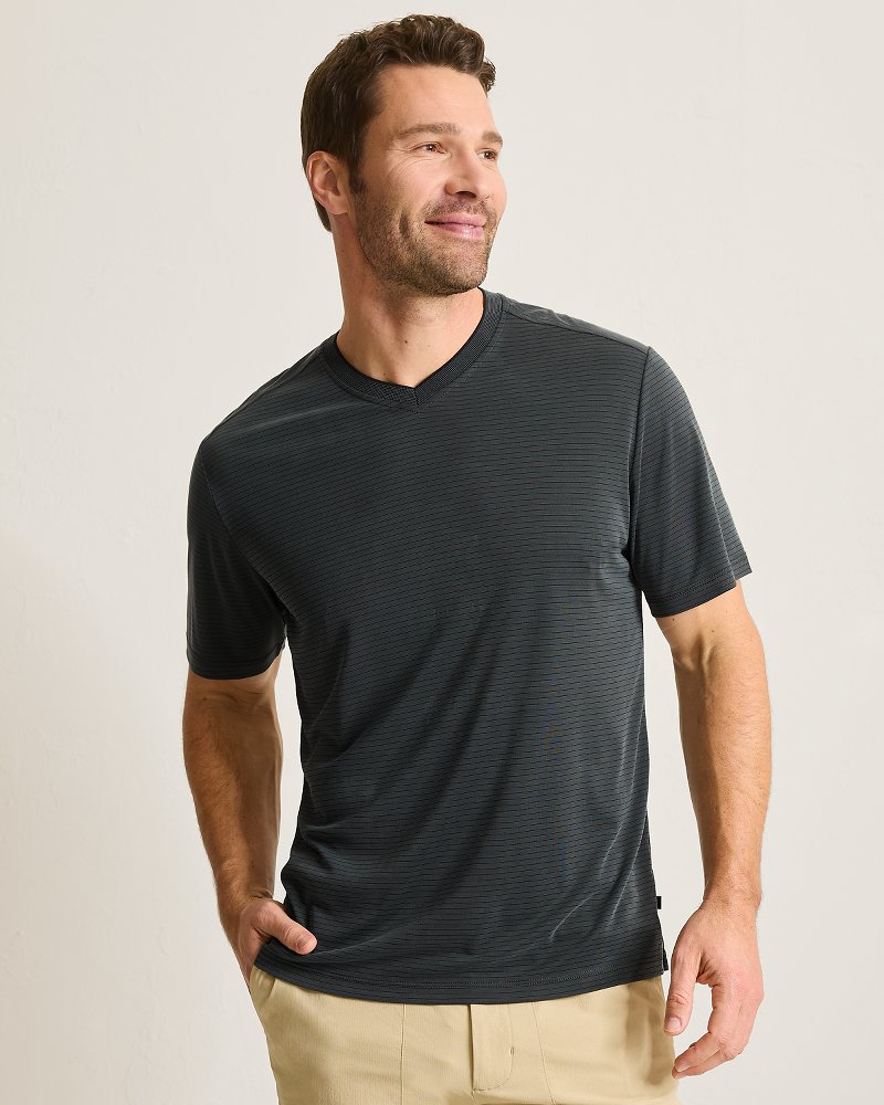 Thumbnail for Bay Stripe V-Neck IslandZone® T-Shirt
