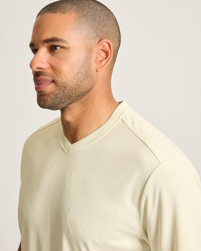 Thumbnail for Bay Stripe V-Neck IslandZone® T-Shirt