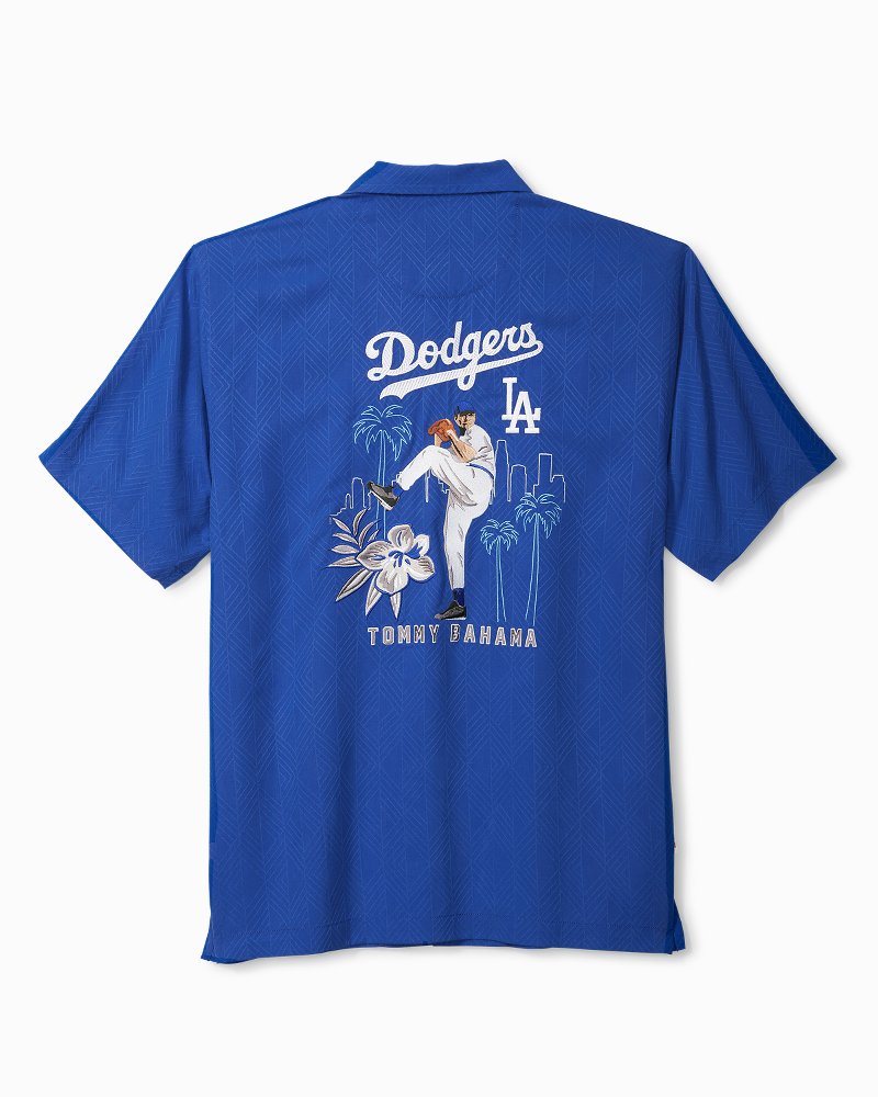 Los Angeles Dodgers Tommy Bahama Baseball Camp Button-Up Shirt - Cream